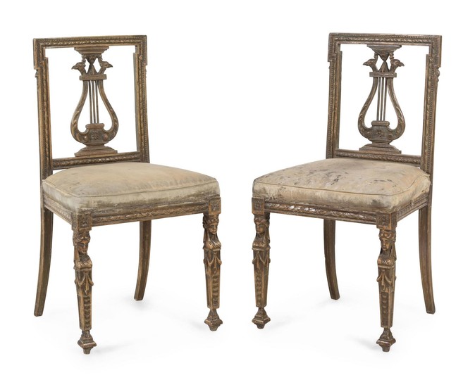 A Pair of Neoclassical Painted Side Chairs