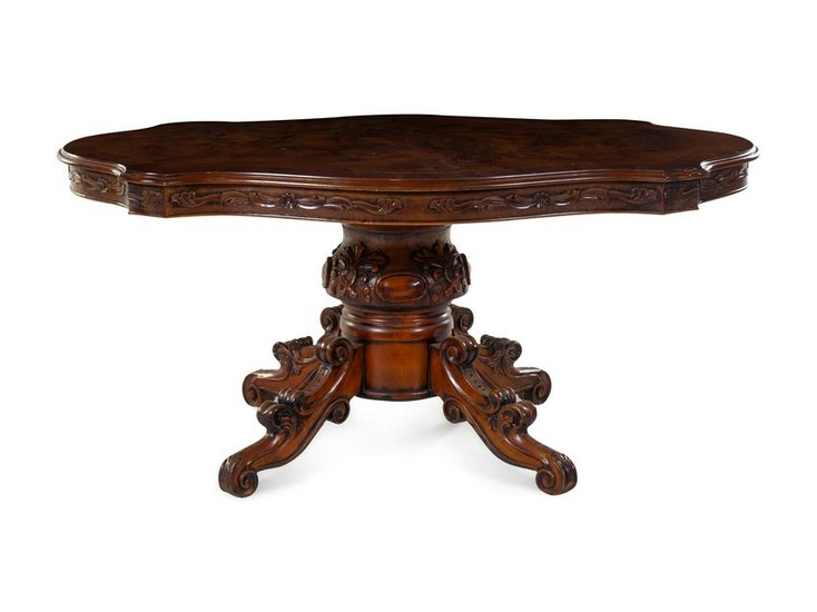 A Rococo Style Carved Walnut Center Table