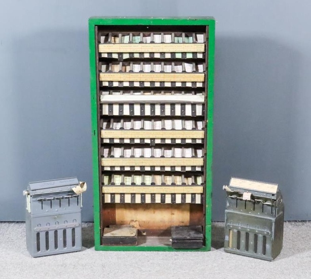 A Southern Railway Green Painted Ticket Storage Cabinet, with...