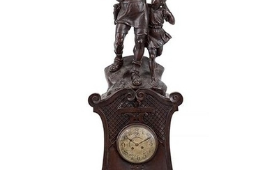 A Swiss Carved Wood Wilhelm Tell Case Clock.