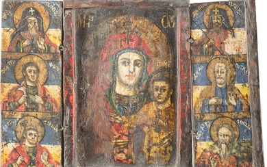 A TRIPTYCH SHOWING THE MOTHER OF GOD AND SELECTED