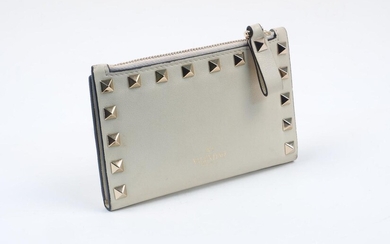 A Valentino Garavani 'Rockstud' calfskin leather purse, the folding body...