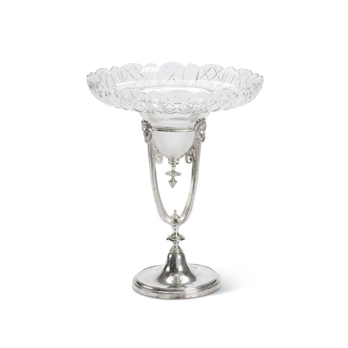 A Victorian electroplated and cut-glass centre-piece T...