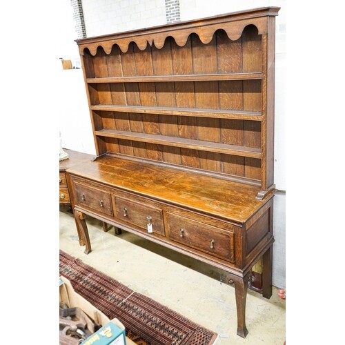 A Victorian oak dresser, width 182cm, depth 51cm, height 206...