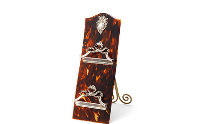 A Victorian silver and tortoiseshell double menu holder