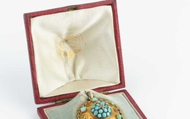 A Victorian turquoise and diamond set pendant