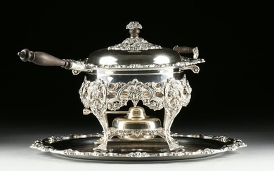 A WEBSTER WILCOX SILVERPLATE LIDDED CHAFFING DISH ON