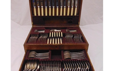A canteen of silver plated flatware for twelve place setting...