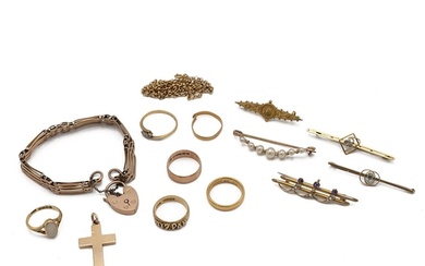 A collection of Edwardian and later gold jewellery to includ...