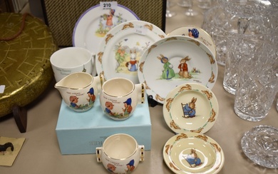 A collection of children's vintage china including Royal Doulton 'Bunnikins' and Aynsley 'Mary