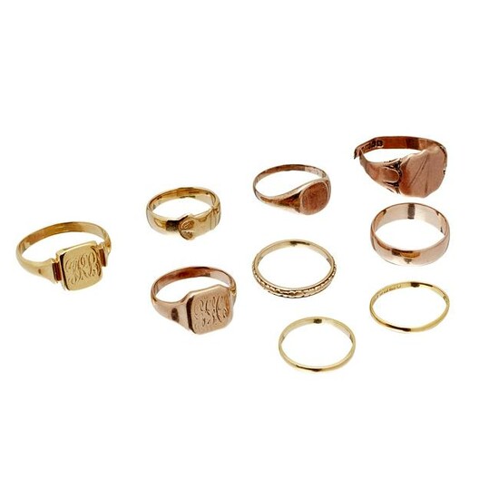 A collection of gold rings