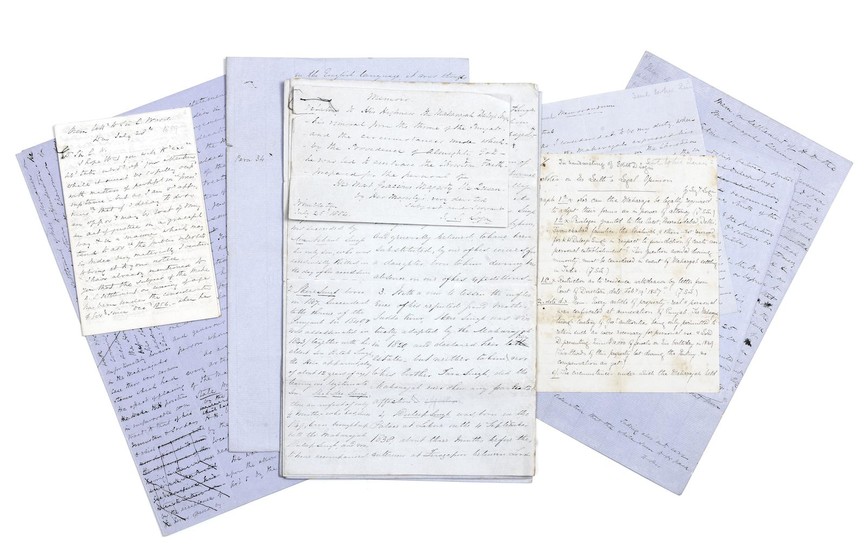 A collection of seven documents relating to Maharajah Duleep Singh, written by his guardian, Dr John Login, as a record of events, of the details of the treaties with the Sikh nation, the financial settlements of the Maharajah's affairs, and his...