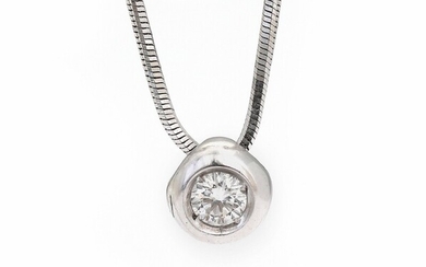 NOT SOLD. A diamond necklace set with a brilliant-cut diamond weighing app. 0.15 ct., mounted...