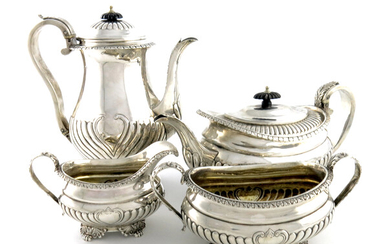λA four-piece George III silver tea and coffee set