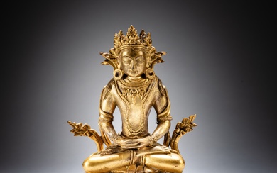 A gilt-bronze figure of Amitayus, Mongolia, 18th - 19th century...