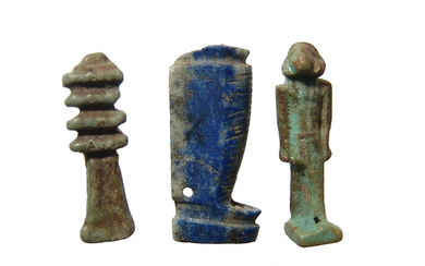 A group of 3 Egyptian stone and faience amulets