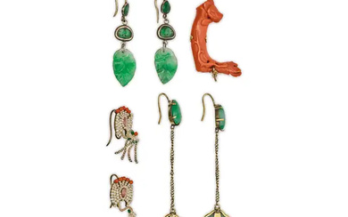 A group of Chinese jewellery 19th - 20th century Comprising a coral...