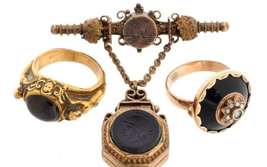 A group of gem-set, 14k gold and gold-filled jewelry