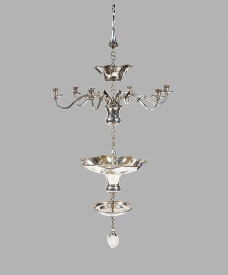 A highly important Dutch silver shabbat lamp and chandelierLeeuwarden, 1789Maker’s...