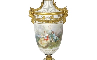 A large French porcelain and ormolu mounted vase, late 19th ...
