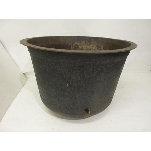 A large antique cast iron famine pot. Diameter 42" H. 29" a...
