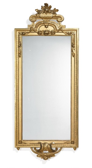 A large late Gustavian giltwood mirror. Stockholm, late 18th century. H. 172...