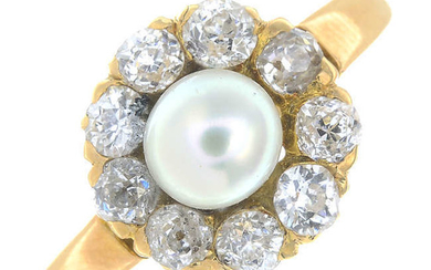 A late 19th century split pearl and old-cut diamond cluster ring.