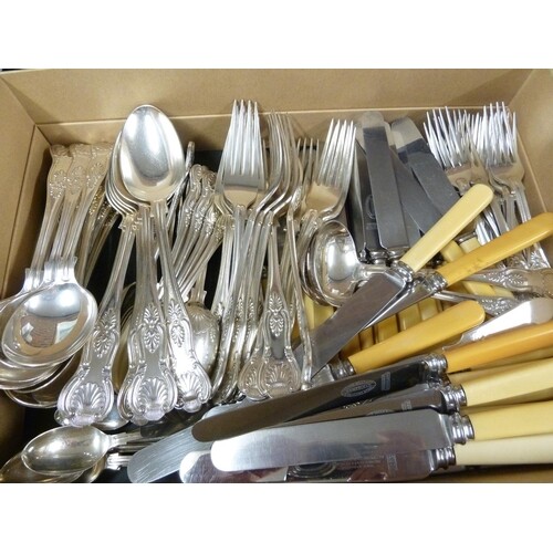 A matched silver plated cutlery service of King's Pattern, c...