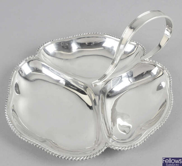 A mid-20th century silver hors d'oeuvre dish.