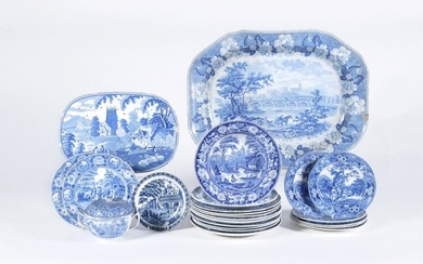 A miscellaneous assortment of Staffordshire blue and white printed pearlware