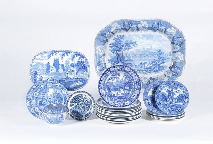 A miscellaneous assortment of Staffordshire blue and white printed pearlware