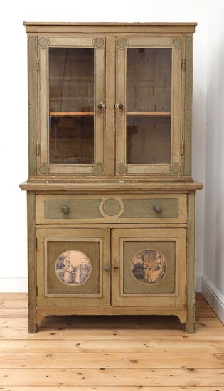 A painted oak larder cupboard