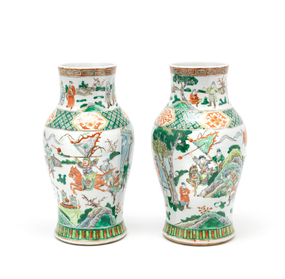 A pair of 19th Century Chinese famille verte vases