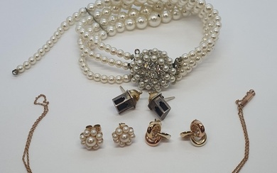 A pair of Cultured Pearl flowerhead cluster Earrings, a pair...