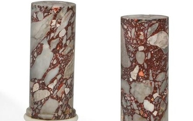 A pair of Italian breccia & white marble columns