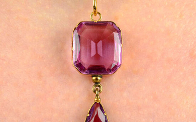 A pink topaz drop pendant.