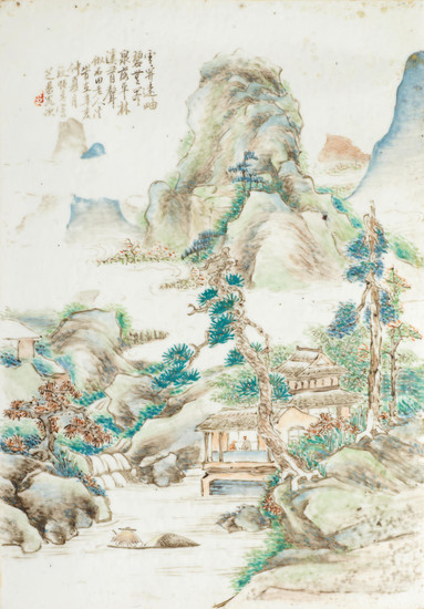 A qianjiangcai enameled plaque
