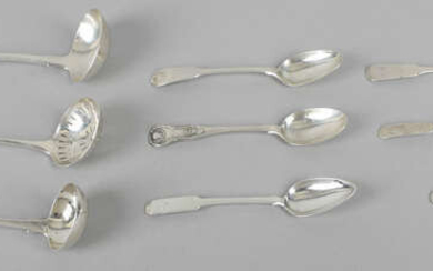 A selection of Scottish provincial silver spoons & ladles, with various marks for John Heron, Greenock.