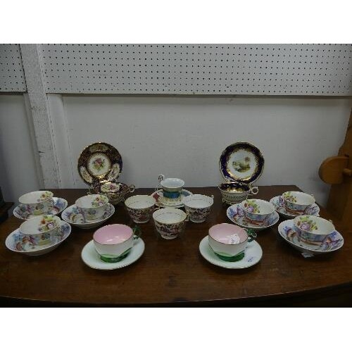 A small quantity of antique Cups and Saucers, comprising a V...