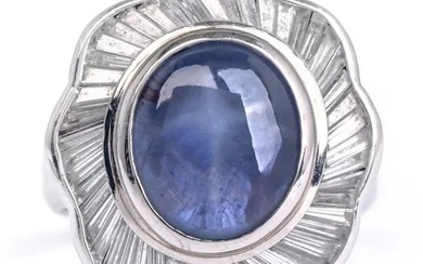 AGL Ceylon Sapphire 13.90cts Diamond Platinum Cocktail Ring