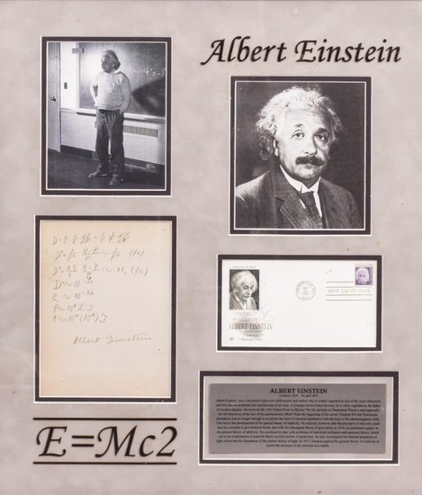 ALBERT EINSTEIN SIGNED SET OF MATHEMATICAL CALCULATIONS above the...