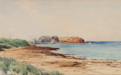 ALFRED THOMPSON BRICHER A Coastal Scene. Watercolor on paper, circa 1880. 248x521 mm;...