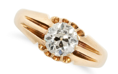 AN ANTIQUE DIAMOND GYPSY RING in 18ct yellow gold, ...