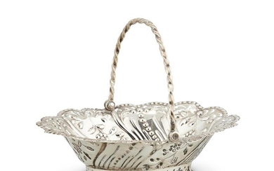 AN EARLY GEORGE III SMALL SILVER SHAPED OVAL BASKET FROM AN EPERGNE BY EDWARD ALDRIDGE I
