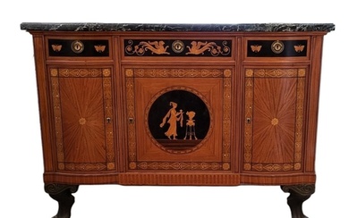 AN ITALIAN SATINWOOD AND MARQUETRY INLAID NEOCLASSICAL INSPI...