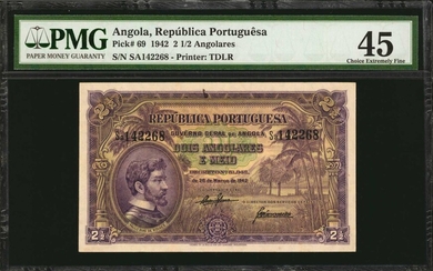 ANGOLA. Republica Portuguesa. 2 1/2 Angolares, 1942. P-69. PMG Choice Extremely Fine 45.