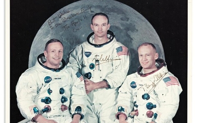 (ASTRONAUTS--APOLLO 11.) Color Photograph Signed, by