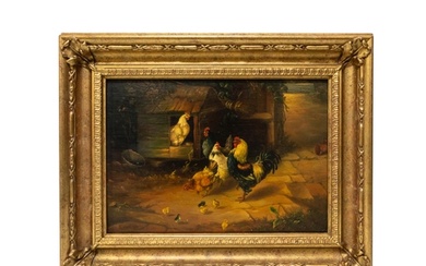 ATTRIBUTED TO EDGAR HUNT (1876-1953) OIL PAINTING ON BOARD, ...