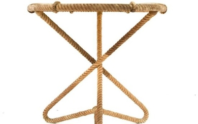 AUDOUX MINET ROPE AND FIBERGLASS SIDE TABLE