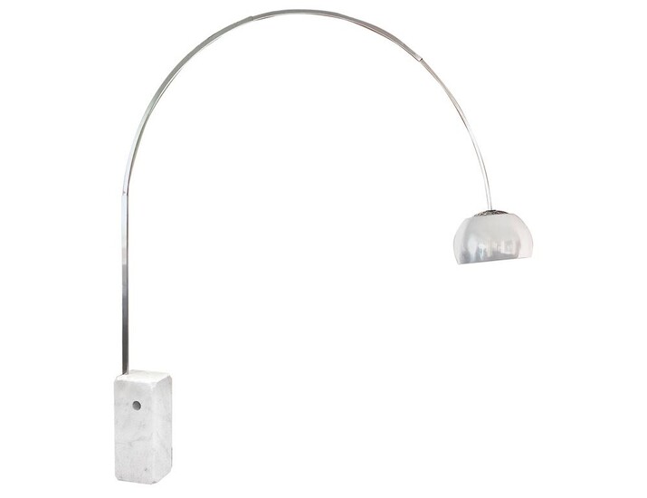 Achille Castiglioni (Milano, 1918 - Milano, 2002), Prod.Flos, Arco model, Floor lamp with arched structure and white marble base